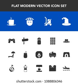 Modern, simple vector icon set with asian, food, game, play, percussion, cup, texas, musical, west, microphone, people, summer, coffee, japanese, arrow, umbrella, music, sound, circus, bar, send icons
