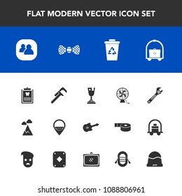 Modern, simple vector icon set with social, dentistry, tool, nature, first, recycle, winner, group, trash, landscape, hammer, patient, reparation, sky, repair, blue, recycling, equipment, team icons