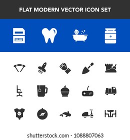 Modern, simple vector icon set with nutrition, shower, data, hand, cake, jump, sky, comfortable, fitness, extreme, sand, parachute, bath, pie, sweet, concept, child, document, finger, file, baby icons