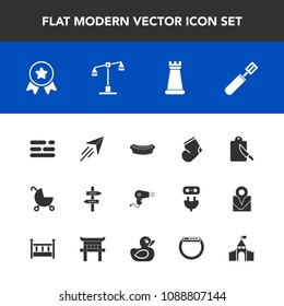 Modern, simple vector icon set with fork, direction, business, template, clothes, winter, dryer, white, child, fashion, award, piece, strategy, first, meat, king, kitchen, game, cooking, travel icons