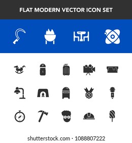 Modern, simple vector icon set with projector, christmas, garden, gardening, projection, seasoning, family, screen, pie, table, fire, star, universe, baby, agriculture, decoration, astronomy icons