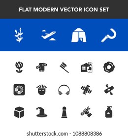 Modern, simple vector icon set with japanese, chinese, communication, care, adventure, travel, technology, clean, food, young, sickle, health, sweet, brush, air, floral, harvest, mobile, spring icons
