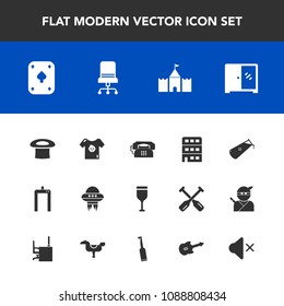 Modern, simple vector icon set with xray, clothes, science, game, machine, volume, cabinet, house, technology, glass, music, child, electric, scan, play, comfortable, drink, sound, guitar, mute icons