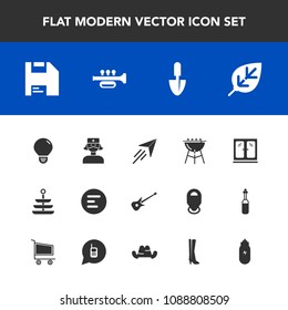 Modern, simple vector icon set with tool, flight, care, button, menu, barbecue, paper, idea, nurse, plate, cabinet, sound, home, white, work, musical, travel, plant, nature, furniture, dinner icons