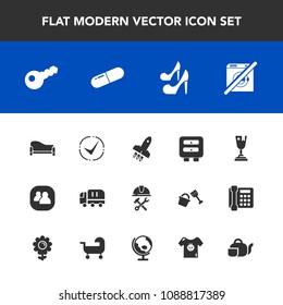 Modern, simple vector icon set with winner, teapot, rocket, transport, pill, couch, sofa, interior, launch, industry, car, tea, home, place, check, award, beauty, group, truck, drink, japanese icons