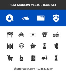 Modern, simple vector icon set with mail, drawing, account, traffic, medal, food, internet, user, remove, drum, sea, transport, check, music, avatar, sign, protection, fashion, fence, technology icons