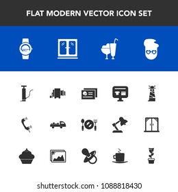 Modern, Simple Vector Icon Set With Light, Food, Cabinet, Telephone, Furniture, Lighthouse, Plate, Fashion, Pasta, Chart, Hipster, Knife, Pump, Retro, Delivery, Fork, Home, Graph, Report, Time Icons