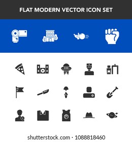 Modern, Simple Vector Icon Set With Restaurant, Fork, Machine, Cutlery, Finger, Photography, Doctor, Spaceship, Ball, Spacecraft, Ice, Scan, Medical, Nation, Food, Lunch, Estate, Human, Hand Icons