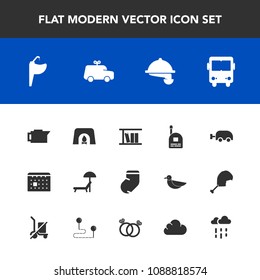 Modern, simple vector icon set with waitress, service, bus, beach, child, winter, library, water, day, home, boy, sink, tap, timetable, time, book, transportation, cafe, espresso, bathroom, food icons