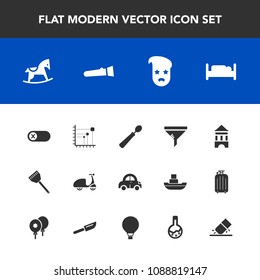 Modern, simple vector icon set with cycle, bicycle, data, filter, light, energy, cooking, switch, furniture, ride, food, baby, tower, clean, transport, business, double, air, child, off, kitchen icons