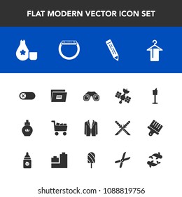 Modern, simple vector icon set with holder, seafood, energy, file, bottle, commerce, clothing, deactivate, sake, japanese, switch, cart, watch, japan, equipment, beauty, fashion, gardening, pen icons