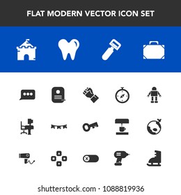Modern, simple vector icon set with north, vegetable, finger, flag, object, happy, tower, technology, tool, fashion, chat, kitchen, people, holiday, architecture, desk, hand, key, map, human icons