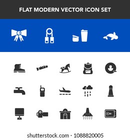 Modern, simple vector icon set with sugar, fish, school, backpack, tie, cup, telephone, cute, white, crane, old, suit, bag, airport, mobile, remove, style, musical, baby, travel, phone, child icons