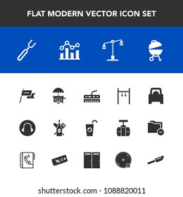 Modern, simple vector icon set with car, fresh, food, alcohol, law, keyboard, meat, drink, vehicle, judge, grill, athlete, restaurant, glass, exercise, dinner, chart, fruit, fork, balance, sport icons