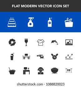 Modern, simple vector icon set with nature, drum, table, paint, old, red, alcohol, sign, helicopter, picture, flight, office, ocean, cake, wine, food, art, business, sweet, chemical, glass, work icons