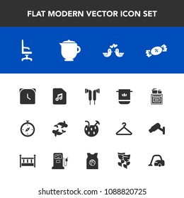 Modern, simple vector icon set with food, cotton, oven, kitchen, north, map, sea, lollipop, fish, bathroom, candy, modern, love, dove, soft, home, animal, seafood, teapot, note, minute, interior icons