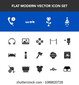 Modern, simple vector icon set with background, music, wc, public, call, nature, center, support, bathroom, art, restroom, fun, blossom, audio, bed, delivery, furniture, bedroom, double, sound icons