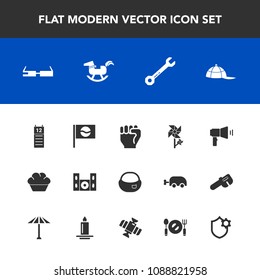 Modern, simple vector icon set with sweet, cinema, school, megaphone, hand, japanese, spring, communication, japan, doughnut, bag, cake, flower, modern, headwear, tool, wrench, concept, home icons