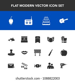 Modern, simple vector icon set with newborn, bed, double, beauty, street, teeth, female, market, sea, sign, mark, furniture, food, road, power, grocery, background, seafood, music, sweet, pie icons