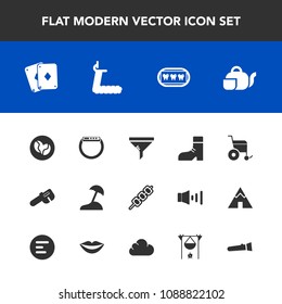Modern, simple vector icon set with poker, fashion, japanese, teapot, dentist, filter, island, sign, caffeine, hammer, repair, beach, gadget, tea, healthy, gym, wheelchair, air, watch, dental icons