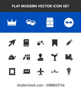Modern, simple vector icon set with education, health, medical, cursor, delete, beverage, avatar, bucket, hanger, clinic, map, bookmark, dentistry, teapot, crown, user, file, location, sign, pub icons