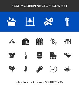 Modern, simple vector icon set with dollar, tool, decoration, table, cloth, timetable, female, bathroom, clothing, chair, love, medicine, technology, business, estate, equipment, orbit, animal icons