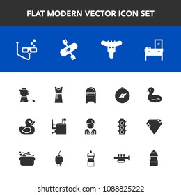 Modern, simple vector icon set with sky, dinner, office, cabinet, mail, animal, mask, furniture, post, tea, home, letter, hot, sausage, boy, desk, man, play, fashion, work, duck, food, mailbox icons