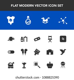 Modern, simple vector icon set with child, atom, post, ticket, drawing, xray, off, tool, baby, molecule, technology, food, pasta, air, equipment, medicine, energy, turn, paint, seat, machine icons