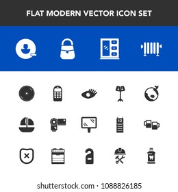 Modern, simple vector icon set with health, dvd, phone, orchestra, beautiful, mobile, girl, beauty, avatar, account, travel, flight, disk, ocean, ship, world, musical, hot, user, communication icons