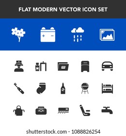 Modern, simple vector icon set with clean, medical, vehicle, fashion, bed, weather, bottle, machine, scan, clothes, frame, image, furniture, flower, water, file, beverage, blossom, white, nurse icons