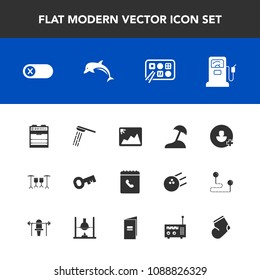 Modern, simple vector icon set with station, dolphin, travel, switch, phone, key, shower, wildlife, chinese, book, add, hygiene, turn, fuel, nature, island, picture, deactivate, bathroom, sea icons