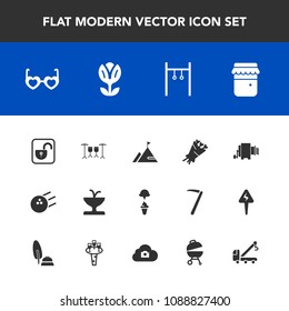 Modern, simple vector icon set with tow, blossom, nature, fashion, security, element, beautiful, food, ice, pasta, fountain, pin, sign, art, jam, unlock, glasses, flower, sweet, style, machine icons