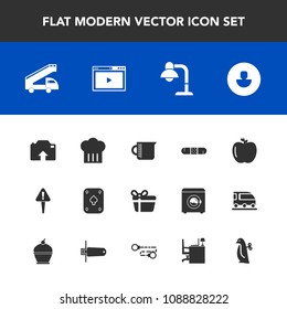 Modern, simple vector icon set with poker, transport, truck, fresh, lamp, mark, celebration, box, home, transparent, equipment, play, avatar, healthy, container, liquid, online, human, interior icons