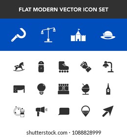 Modern, simple vector icon set with business, farming, skate, pepper, office, table, idea, decoration, harvesting, agriculture, harvest, horse, leisure, people, tower, hat, human, food, concept icons