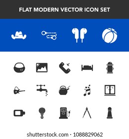 Modern, simple vector icon set with phone, safety, tap, hat, guitar, kettle, sport, football, double, bed, soccer, bathroom, department, fire, bedroom, picture, hydrant, faucet, fashion, image icons