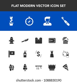 Modern, simple vector icon set with fork, male, money, pot, currency, room, spray, health, national, hydrant, bank, safety, america, fashion, dollar, map, safe, fire, brush, man, home, usd, new icons