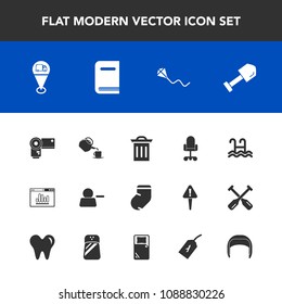 Modern, simple vector icon set with construction, belt, education, fashion, sky, box, clothes, fun, pool, office, photography, account, chair, tool, drink, sign, pictogram, business, cup, tea icons