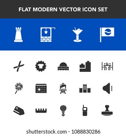 Modern, simple vector icon set with bar, drawing, piece, game, play, art, sun, candy, cocktail, glass, clothing, alcohol, sunset, timetable, artist, cut, shirt, calendar, clothes, toy, sweet icons