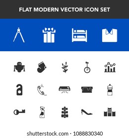 Modern, simple vector icon set with present, divider, instrument, grain, cyborg, shirt, gift, conditioner, chart, socks, air, circus, label, graph, bike, engineering, android, plant, wheat, warm icons