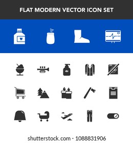 Modern, simple vector icon set with tree, music, style, clean, percussion, market, forest, dental, fashion, landscape, wax, pulse, coat, musical, sound, trumpet, flame, environment, care, mouth icons