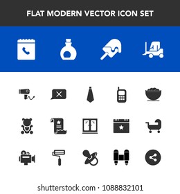 Modern, simple vector icon set with old, cabinet, business, dish, phone, chat, white, closed, dessert, telephone, interior, empty, hairdryer, car, internet, tie, toy, bowl, food, hair, cargo icons