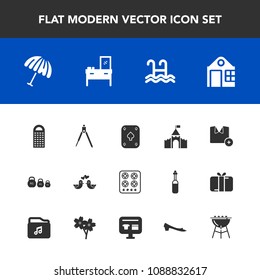 Modern, simple vector icon set with white, love, medieval, sign, stove, rain, food, castle, cook, real, kitchen, divider, gas, t-shirt, animal, instrument, umbrella, protection, play, pool, tool icons