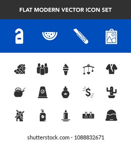 Modern, simple vector icon set with picture, toy, beauty, hotel, traffic, food, headwear, street, cone, aroma, travel, cutter, privacy, laboratory, bowling, image, mobile, kitchen, motel, cream icons