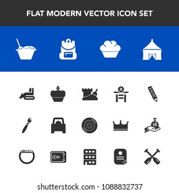 Modern, simple vector icon set with water, paddle, sand, dessert, sweet, drum, construction, automobile, pen, safe, auto, identity, money, car, noodle, brush, architecture, pencil, tire, wheel icons