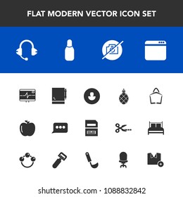 Modern, simple vector icon set with pulse, camera, exotic, no, message, business, avatar, browser, notebook, human, pineapple, profile, page, chat, apple, picture, health, healthy, sign, save,  icons