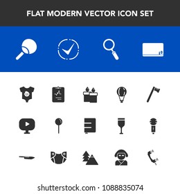 Modern, simple vector icon set with pin, book, page, drop, video, sport, jump, clothing, flame, leisure, sky, child, tennis, parachuting, tool, parachute, extreme, notebook, equipment, candle icons