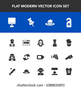 Modern, simple vector icon set with map, basketball, graphic, hotel, sport, hipster, game, hat, white, web, pc, internet, chief, sea, fish, man, clothing, business, male, pin, pagoda, fashion icons