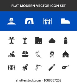 Modern, simple vector icon set with ocean, drink, astronaut, science, summer, fireplace, building, palm, space, house, nautical, phone, fashion, cloud, bottle, water, vessel, alcohol, leaf, boat icons