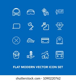 Modern, Simple Vector Icon Set On Blue Background With Summer, Web, Alien, Cartoon, Boat, Stereo, Fun, Joy, Debit, Real, Kite, Increase, Character, Tree, Ship, Clean, Sound, Container, Growth Icons