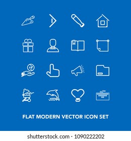 Modern, simple vector icon set on blue background with cooking, meat, grill, sound, baseball, button, construction, dolphin, speaker, pointer, dollar, finance, technology, bbq, animal, wildlife icons